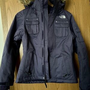 The North Face Ski Parka Coat Jacket Womens XSmall Purple Hyvent Fur Hood Winter